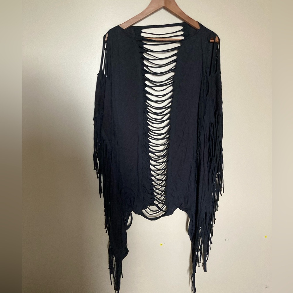 Black Fringe Shawl